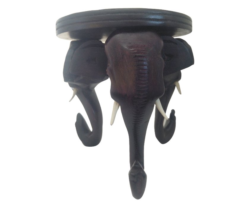 Wood Crafted 3 Elephant Table Stand for Traditional Home Decor/ Gifting